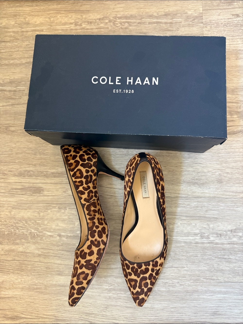 Cole Haan Leopard-Print Pointed Toe Pumps - Brown/Black